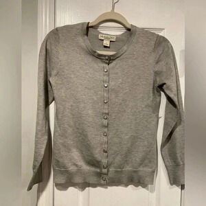 Melrose Chic Gray Button Front Knit Cardigan Pearl Silver Buttons Size S